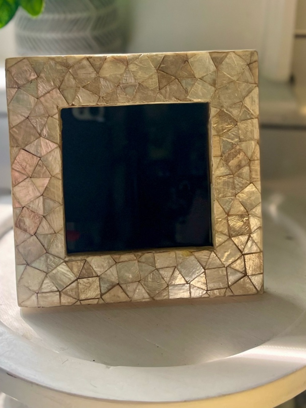 Mother-of-Pearl Mosaic Square Picture Frame - Gold Tone